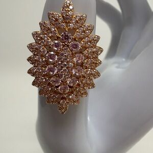 Elegant Pink Crystal CZ Cocktail Ring